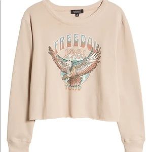 La La Land Creative Eagle 1981 Freedom Tour Cropped Graphic Sweatshirt New